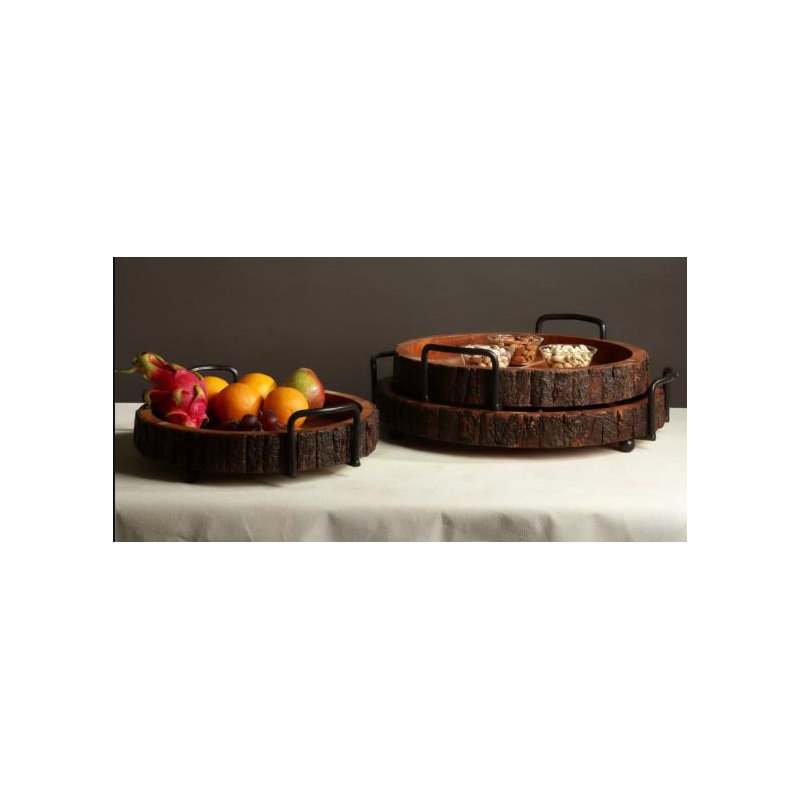 Plateau en bois d'acacia - ensemble de 3