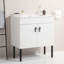 Meuble-lavabo 24 po avec pieds en métal et lavabo en céramique blanche