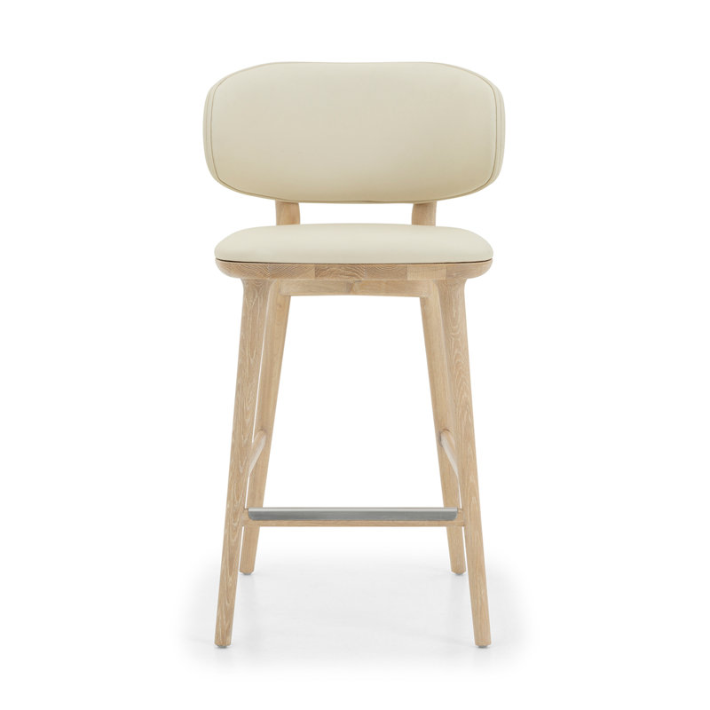Tabouret de comptoir rembourré Soren, Selle / gland / nickel brossé