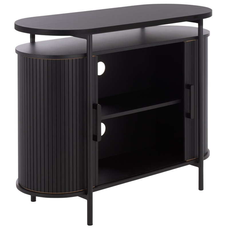 Meuble télé compact Etka Tambour Doors, Noir