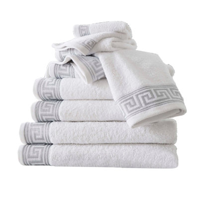 8 Piece Greek Towel Bale Set - Standard Cotton Luxury Soft & Quick Dry Towelette, 4 Face, 2 Hand and 2 Bath Towels Set