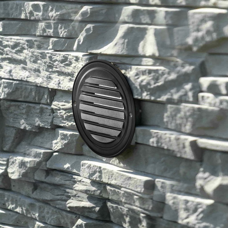 Couvercle d'évent mural rond en acier inoxydable noir, H 5,83 po x l 5,83 po x P 2,2 po