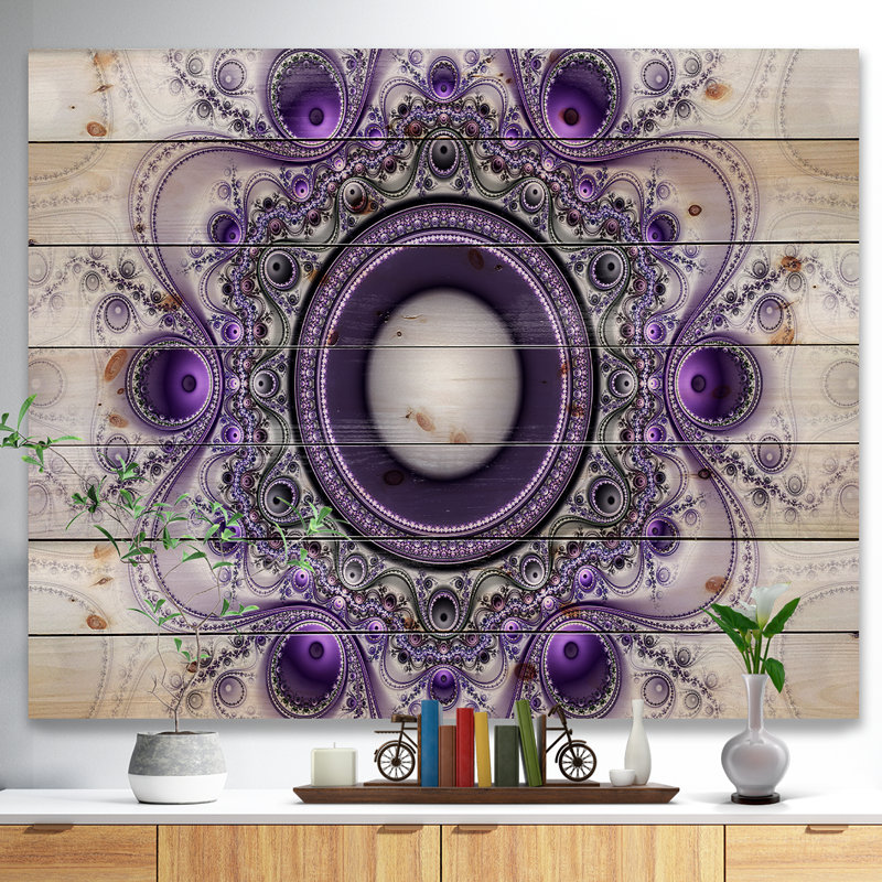 « mauve à motif fractal avec cercles », impression, H 15 po x l 20 po x P 1 po, Bois