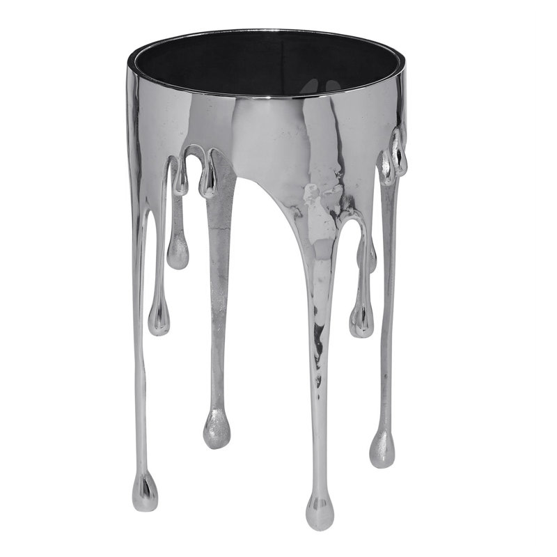 Table de bout d'appoint Capri | Plateau en verre 24,75 pouces | Fondu goutte à goutte, Argent argent