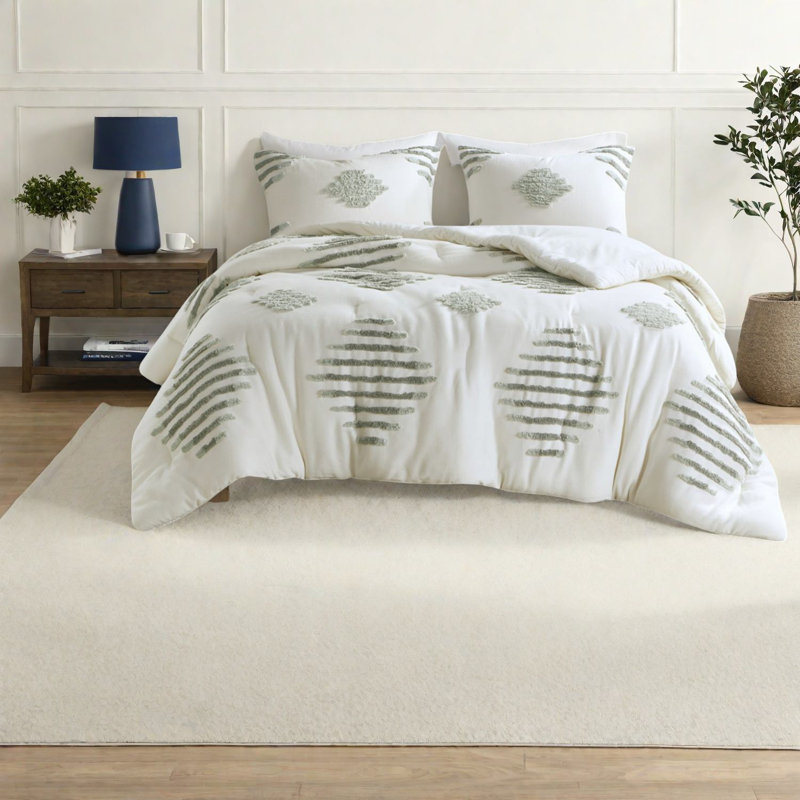 Ensemble de literie très grand / très grand moderne avec chenille en mélange de coton hypoallergénique