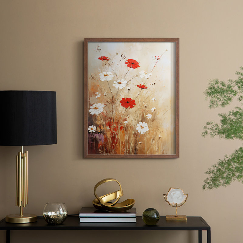 FLORAL Series CECLI - Impression encadrée de qualité supérieure - Prêt à accrocher - Aucun clou requis, Noyer