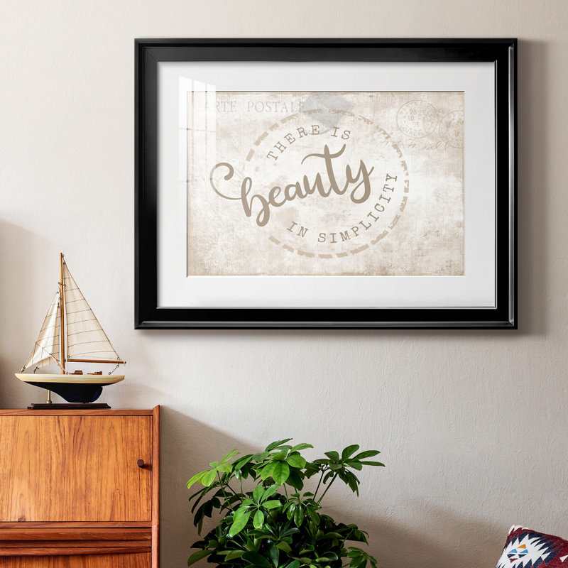 «Beauty in Simplicity - Art textuel avec cadre photo, Papier avec cadre noir, H 18,5 po x l 24,5 po x P 1,5 po, Blanc mat