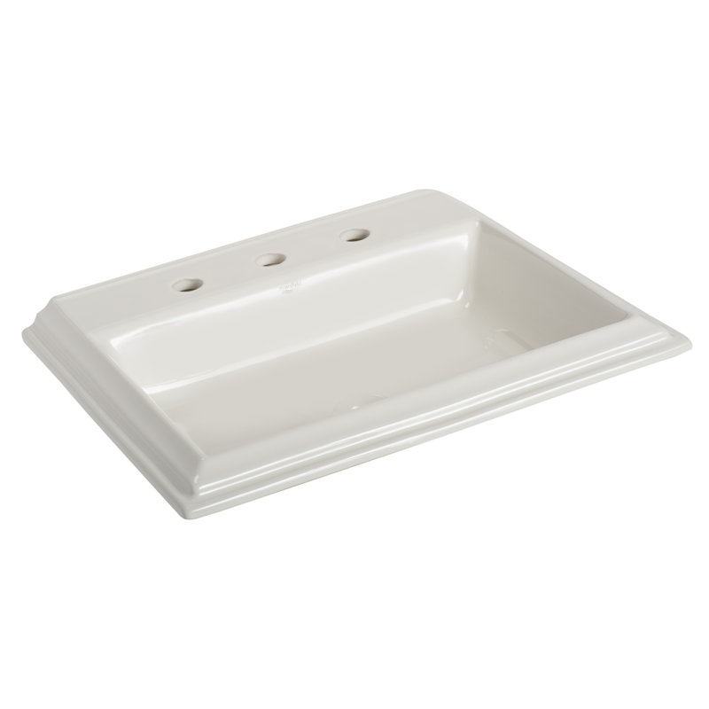 Lavabo de salle de bain rectangulaire encastré en porcelaine vitreuse avec trop-plein Brentwood, Entraxe de 8 po