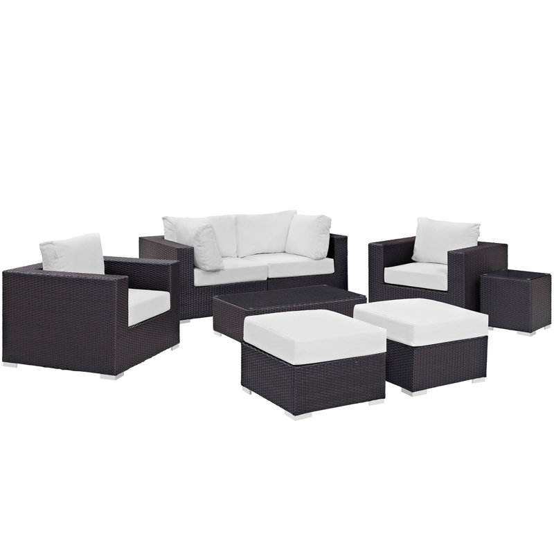 Convene Collection 8-Piece Outdoor Patio Sectional Set, Espresso White
