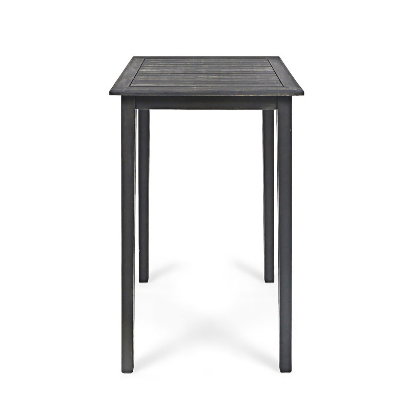 Outdoor  Wood Square Bar Table, Dark Gray
