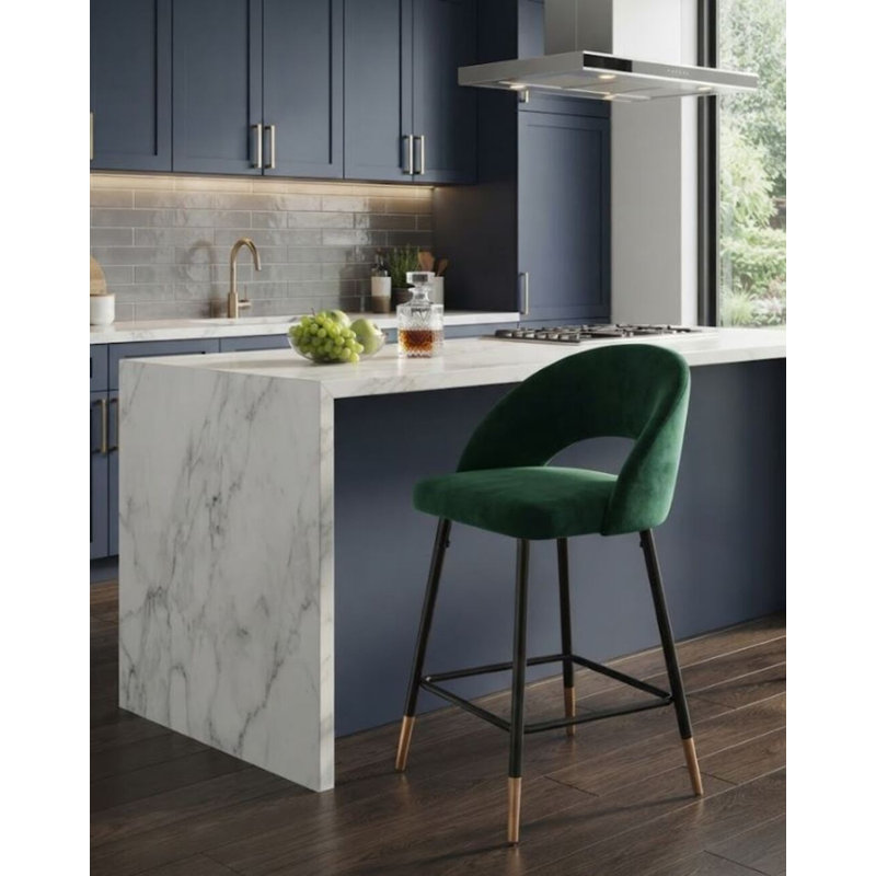 Balvin Bar Stool, Green, Bar Stool (30" Seat Height)