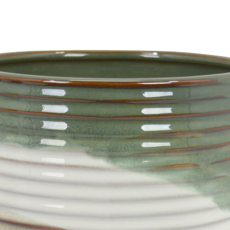 Pot décoratif, corps fuselé, piédestal évasé, céramique grise 10 po
