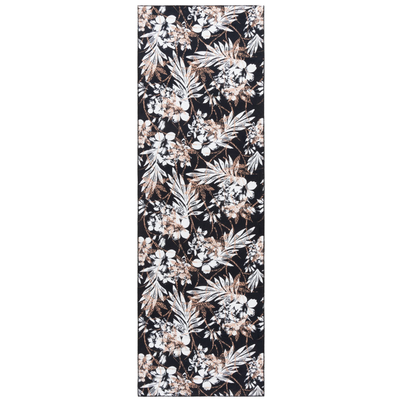 Tapis noir / brun Amalea 825, Tapis de couloir 2 pi 6 po x 8 pi