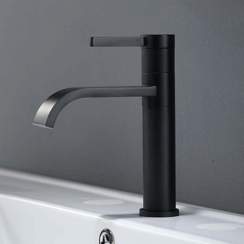 Robinet de salle de bain noir à un trou Robinet pour salle de bain à poignée simple