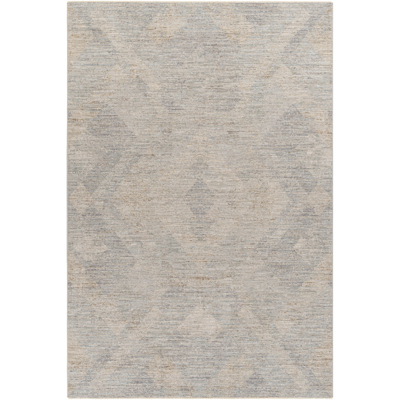 Don Abstract Machine Woven Polyester Area Rug in Gray/Slate/Beige, Rectangle 7'10" x 10'3"