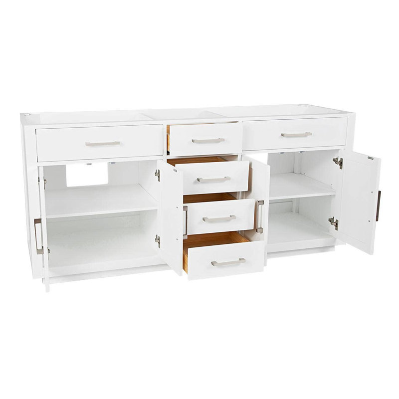 Ensemble de meuble-lavabo double 72 po Nahlani, Blanc, gris