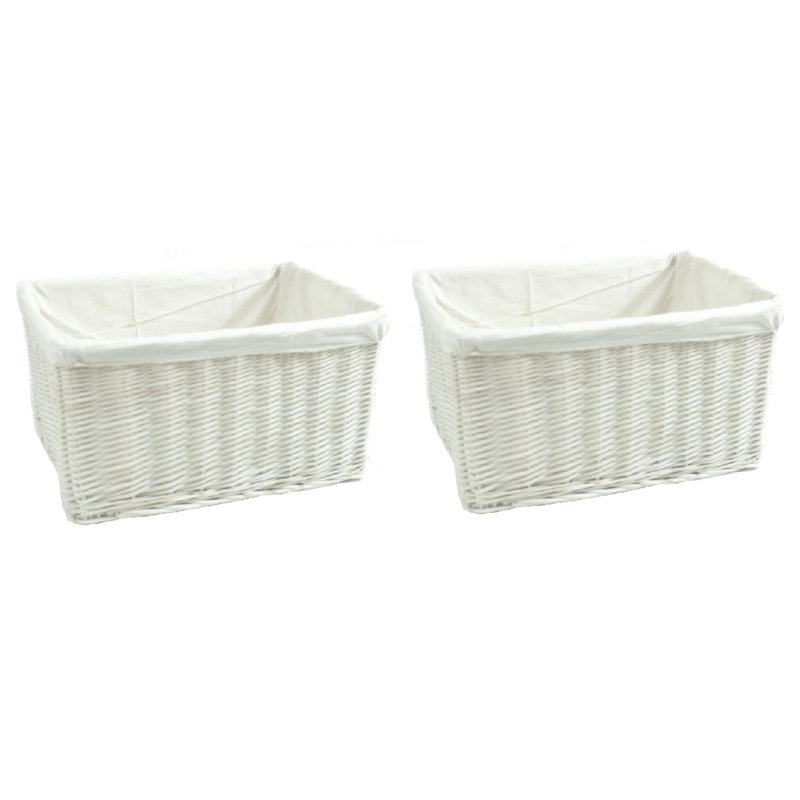 Brambly Cottage Wicker Decorative Basket, 23cm H x 39cm W x 27cm D, White