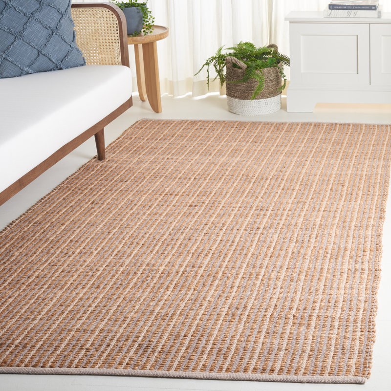 Tapis en jute de coton tissé à la main Kouki, Rectangle 8 pi x 10 pi