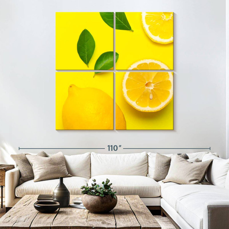 Yarlin Lemons On Yellow, 74" H x 74" W