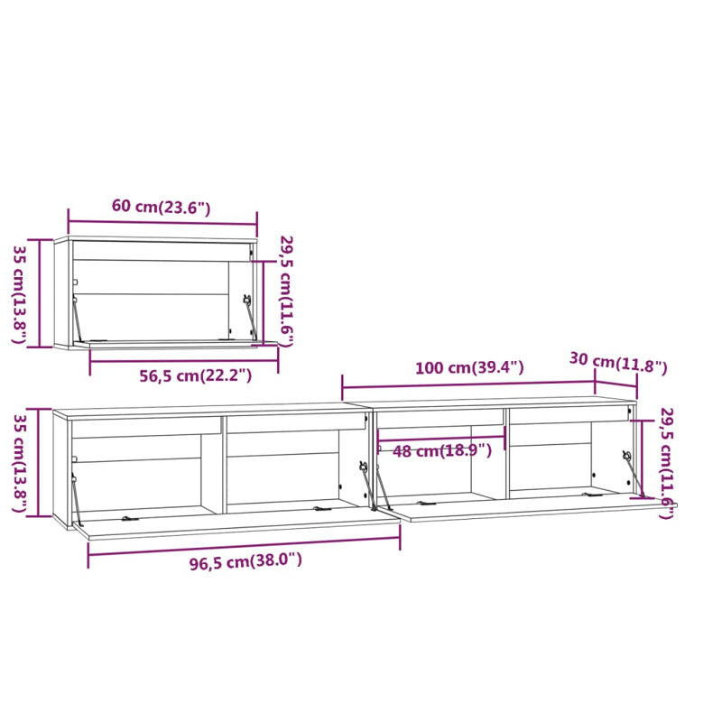 Vidaxl TV Stands 3 Pcs Honey Brown Solid Wood Pine