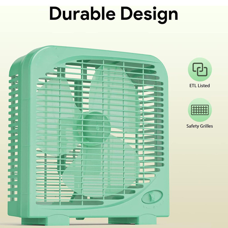 Green 10" Two-Speed Portable Tabletop Box Fan