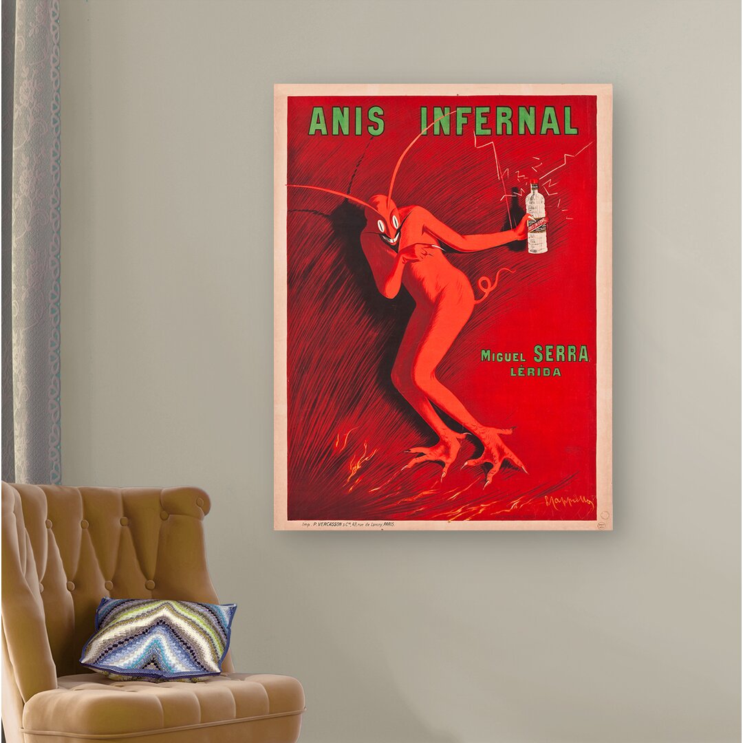 Gerahmtes Leinwandbild - Zeichnung „Anis Infernal” von Leonetto Cappiello