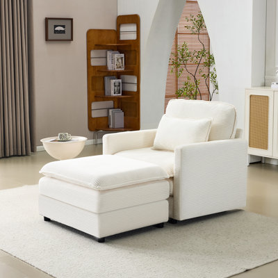 Cloud 54 po avec coussins beiges 22 po et 2 coussins décoratifs modulaires simples pour la chambre à coucher - Sièges en chenille de velours côtelé doux et confortable de style moderne