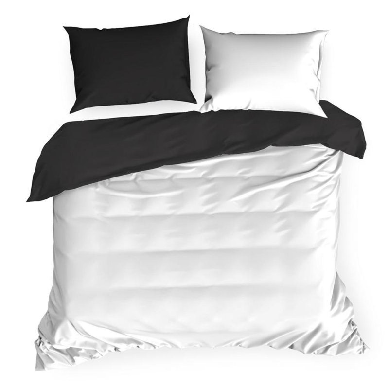 Getta Satin 1 Duvet Cover, 180 x 200cm - 2 Pillowcases (70 x 80 cm), White/Black