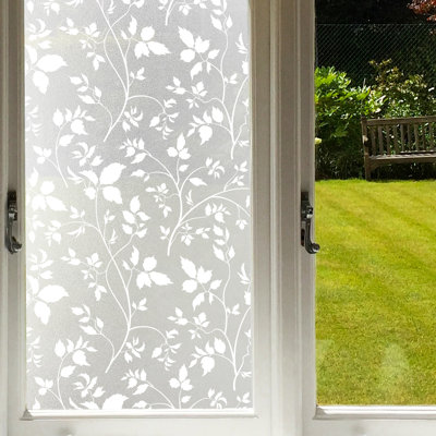 Pure White Leaf Frosted Window Privacy Decal