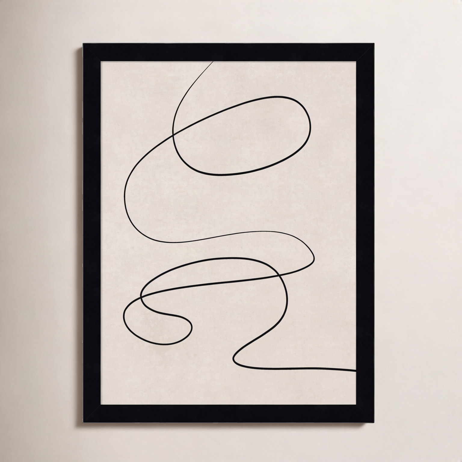 Black Line and Textured Beige Print, 17" H x 13" W, Black