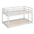 Twin Over Twin Solid Rubber Wood Floor Bunk Bed – Ladder & Strengthened Slat Upper/Bottom Platforms-716548762