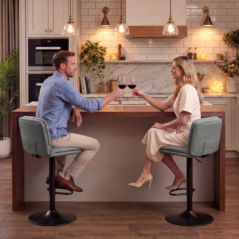 Tabourets de bar pivotants de style moderne, Gris, 3