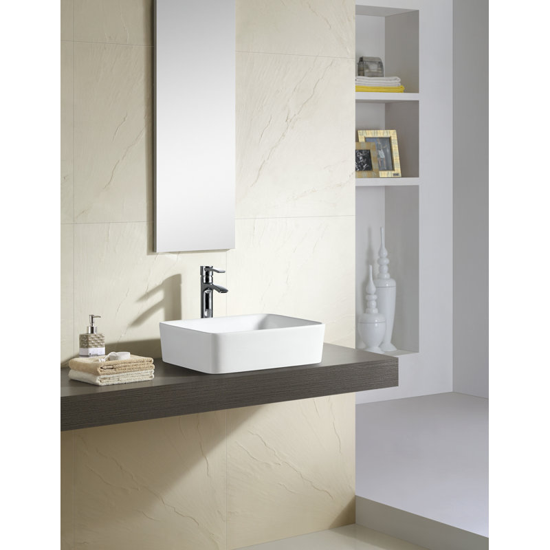 Modern Ceramic Rectangular Vessel Bathroom Sink