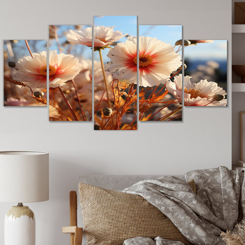Magnifique champ de fleurs saisonnier - impression sur toile florale - 5 panneaux