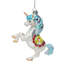 Ornement de Noël 5,25 po en forme de licorne en verre scintillant blanc et bleu