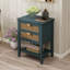 Table d'appoint à 2 tiroirs, rotin naturel, table de bout, convient à la chambre à coucher, au salon et au bureau