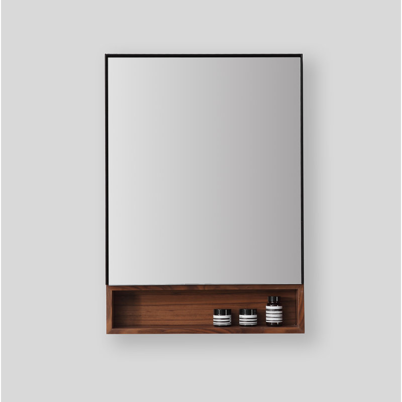 Bergen 24" Medicine Cabinet, Matte Black/Walnut