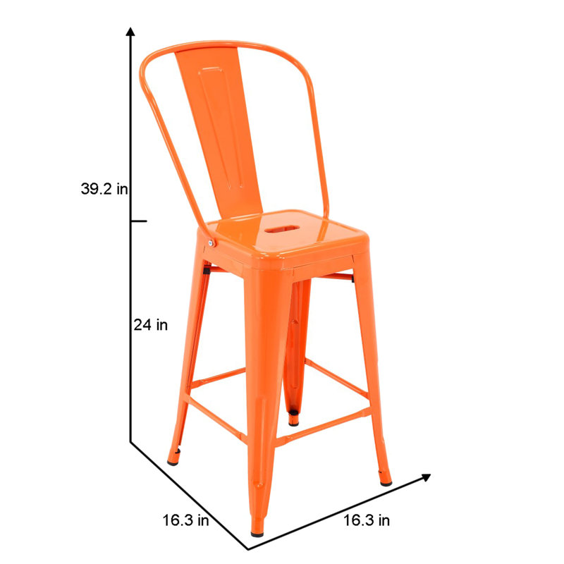 Tabouret de bar Nostrand, Orange, 30.3''