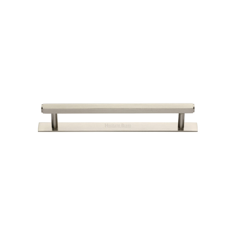 Heritage Brass Heritage Cabinet Pull Hexagonal Design with Plate, Satin Nickel, 9.6cm