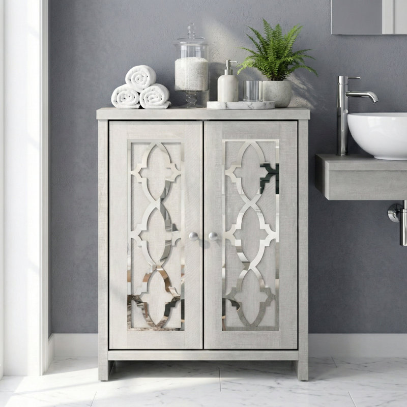Chessani Contemporary Freestanding 32" H Bathroom Cabinet, Dusty Gray Oak