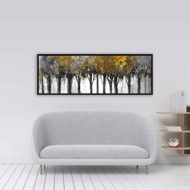 Toile grise pour salon contemporain | Décoration de forêt illuminée, H 49,25 po x l 17,25 po