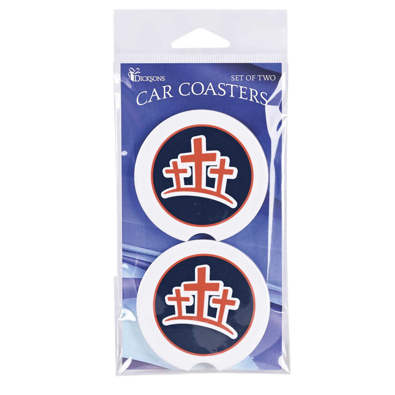 Car Coasters Orange Crosses 2 Pk
