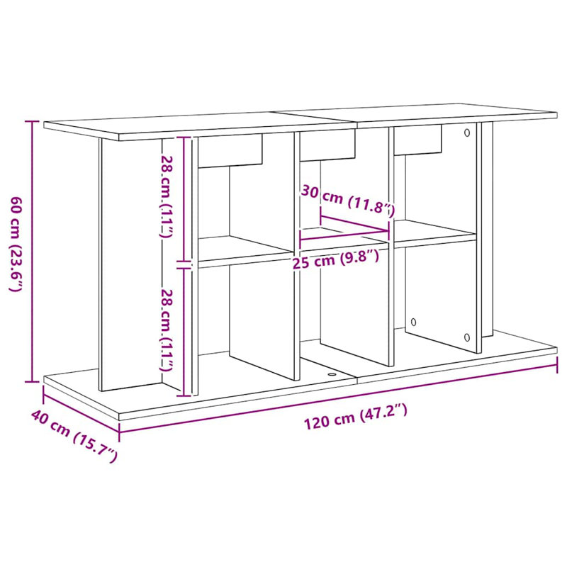 Morada Aquarium Stand, 60cm H x 120cm W x 40cm D, Black Oak