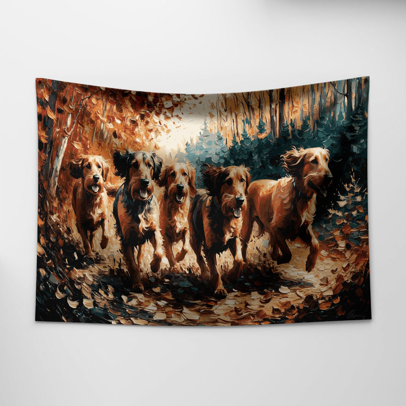 Tapisserie murale «Dogs Otterhound», 68 po x 80 po