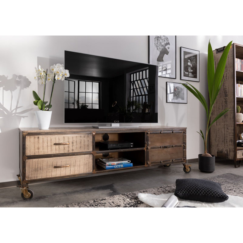 Heavy Industry Unfinished TV Stand for TVs up to 75", Brown