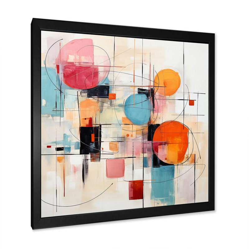 Colourful Mid Century Abstract Fusion III - Mid-Century Wall Decor, Cadre photo noir, H 24 po x l 24 po x P 1 po