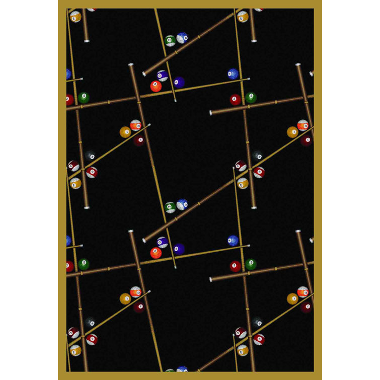 Gaming and Entertainment Snookered Tufted Black Area Rug