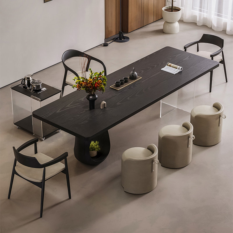 Black Rectangular Solid Wood Dining Table, 29.53"H x 86.61"L x 31.5"W