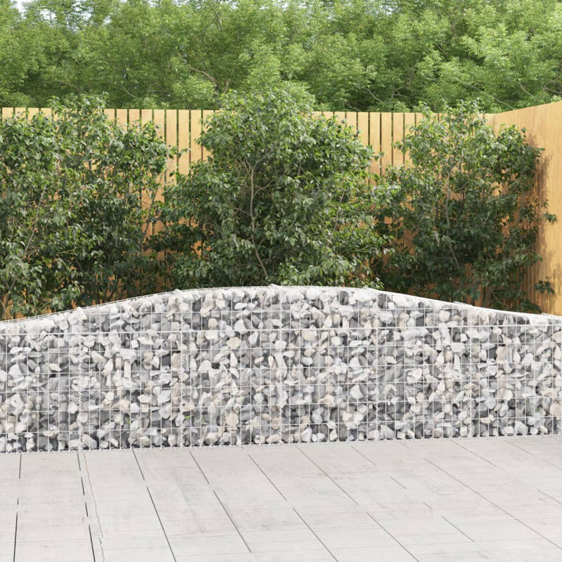 Arched Gabion Baskets 3 Pcs Galvanised Iron, 80cm H x 400cm W x 30cm D