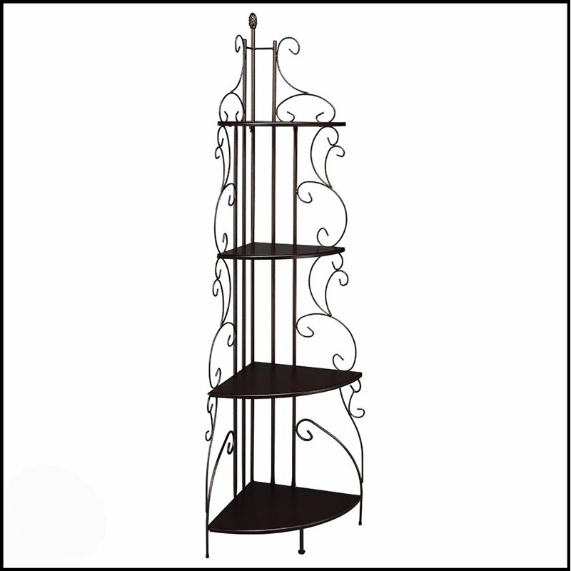 Cappuccino 4-Shelf Corner Bookcase, Elegant And Spacious Storage For Traditional And Modern Living Spaces.